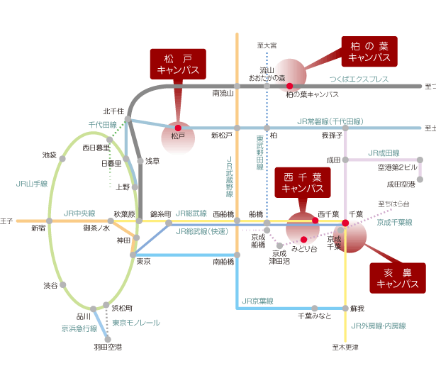 千葉大学　西千葉キャンパス周辺地図